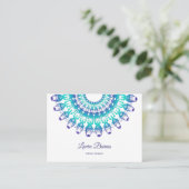 Carte De Visite mandala turquoise ethnique. Texte (Debout devant)