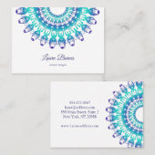 Carte De Visite mandala turquoise ethnique. Texte (Devant / Derrière)
