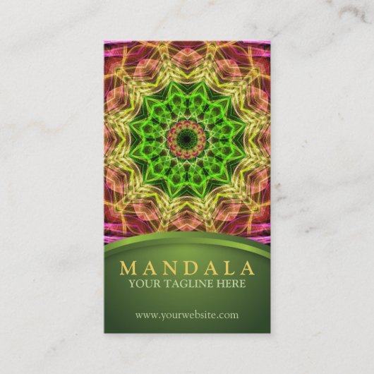 Carte De Visite Mandala vert de fleur (Devant)