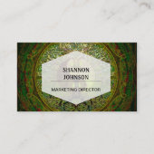 Carte De Visite Mandala vert de Yin Yang avec l'arbre de la vie (Devant)