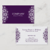 Carte De Visite Mandala violet et blanc réversible (Devant / Derrière)