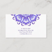 Carte De Visite Mandala violet floral. Texte (Dos)