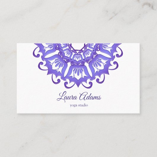 Carte De Visite Mandala violet floral. Texte (Devant)