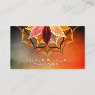 Carte De Visite Mandala Yoga Lotus Méditation rouge Aquarelle