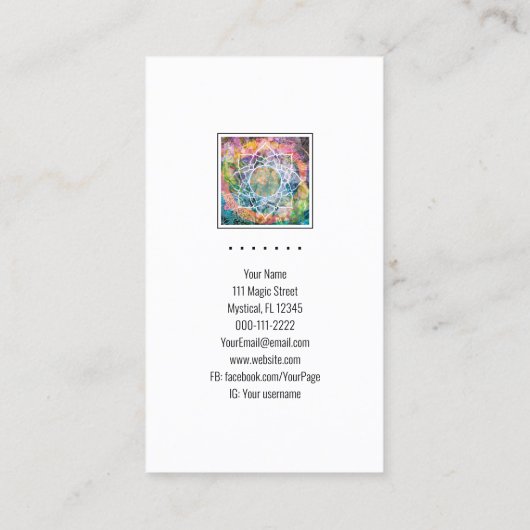 Carte De Visite Mandala Zen Reiki Yoga Massage spirituel sacré (Dos)