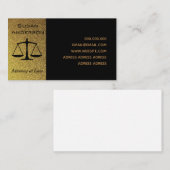 Carte De Visite Mandataire élégante d'avocat de noir et d'or (Devant / Derrière)