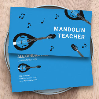 Carte De Visite Mandolin Teacher Blue