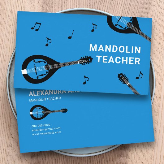 Carte De Visite Mandolin Teacher Blue
