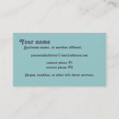 Carte De Visite Mandoline de Bluegrass - toute la percussion que (Dos)