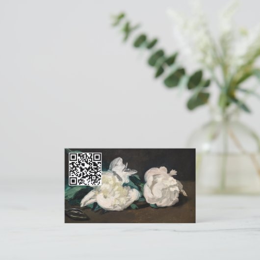 Carte De Visite Manet - Branche Peonies blanches, Secateurs - Code (Debout devant)