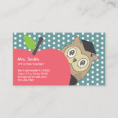 Carte De Visite Mange d'enseignant de l'école Pomme et hibou (Devant)