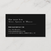 Carte De Visite Manger, Boire Bar & Grill, Pub / Brasserie (Dos)