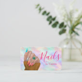 Carte De Visite Manicurist Nail Artist Studio Chic Iridescent Opal (Debout devant)