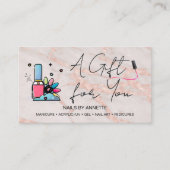 Carte De Visite Manicurist Nail Tech Rose Marble Gift Certificate  (Devant)