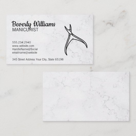 Carte De Visite Manicuriste | Clipper à ongles | Arrière - plan en (Devant / Derrière)