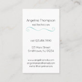 Carte De Visite Manicuriste Clou Polonais Bouteille Turquoise (Dos)