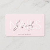 Carte De Visite Manicuriste Clou Rose Blanc Monogramme Moderne (Devant)