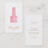 Carte De Visite Manicuriste Clou rose Polonais Bouteille Clou Logo (Devant / Derrière)