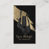 Carte De Visite Manicuriste du Salon Nail Moderne Noir & Or (Devant)