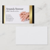 Carte De Visite Manicuriste Frontière Noir & Or Manucure Française (Devant / Derrière)