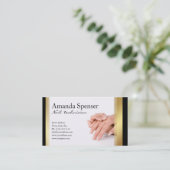 Carte De Visite Manicuriste Frontière Noir & Or Manucure Française (Debout devant)