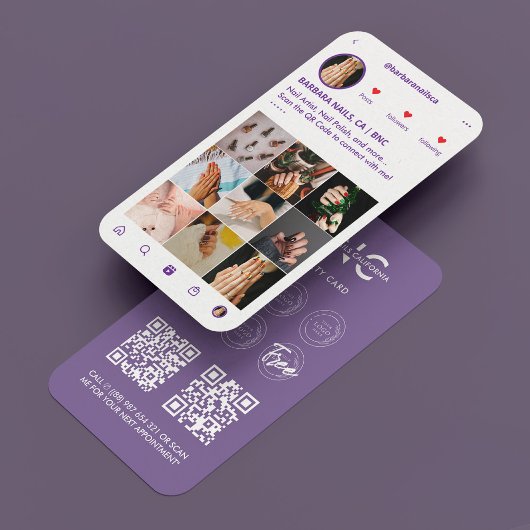 Carte De Visite Manicuriste Nail Artiste Tech IG Dusty Purple