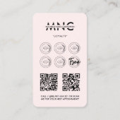 Carte De Visite Manicuriste Nail Tech Pink Élégant logo Loyauté (Dos)
