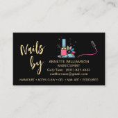 Carte De Visite Manicuriste Nail Technicien Black Gold (Devant)