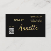 Carte De Visite Manicuriste Nail Technicien Noir Gold Nom (Dos)