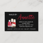 Carte De Visite Manicuriste Nail Technicien Noir Nom Rouge (Devant)