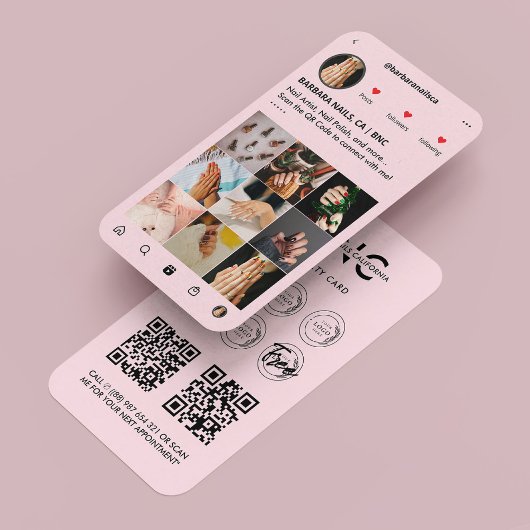 Carte De Visite Manicuriste ongle rose IG Loyalty Card