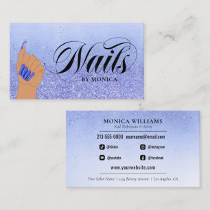Carte De Visite Manicuriste ongle Tech Blue Glam Parties scintilla