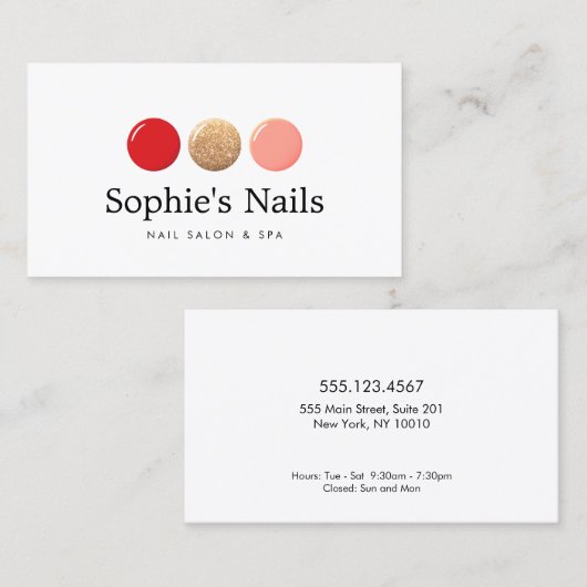 Carte De Visite Manicuriste Salon à ongles Parties scintillant Pol (Devant / Derrière)