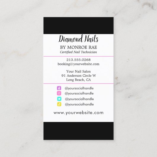 Carte De Visite Manipuler Artiste Carton Mains Logo Longue Manicur (Dos)