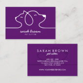 Carte De Visite Manteau de chien de chat de ligne violet (Devant / Derrière)