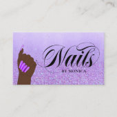 Carte De Visite Manucure à ongle Tech Purple Glam Parties scintill (Devant)