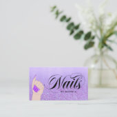 Carte De Visite Manucure à ongles Tech Purple Glam Parties scintil (Debout devant)