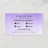 Carte De Visite Manucure à ongles Tech Purple Glam Parties scintil (Dos)