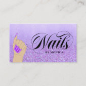 Carte De Visite Manucure à ongles Tech violet Parties scintillant  (Devant)