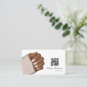 Carte De Visite Manucure afro-américaine Code QR Entreprise de bea (Debout devant)