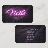 Carte De Visite Manucure Artiste Clou Beauté Salon Neon Rose viole (Devant / Derrière)
