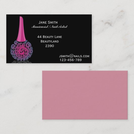 Carte De Visite Manucure, artiste de clou, technicien de clou (Devant / Derrière)