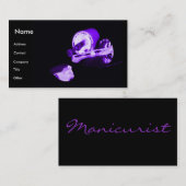 Carte De Visite Manucure dans noir et le pourpre (Devant / Derrière)
