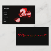 Carte De Visite Manucure en noir et rouge (Devant / Derrière)