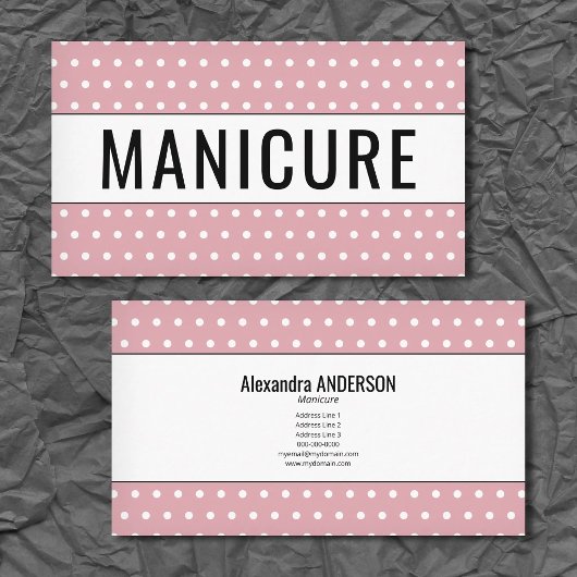 Carte De Visite Manucure - Points roses