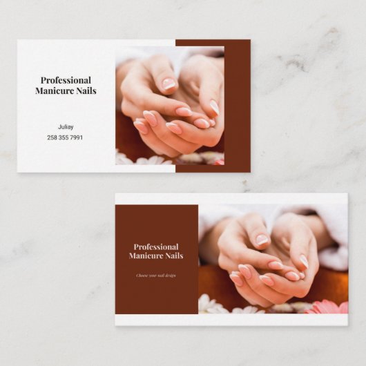 Carte De Visite Manucure Professionnelle Nail Beauté Salon tendanc (Devant / Derrière)