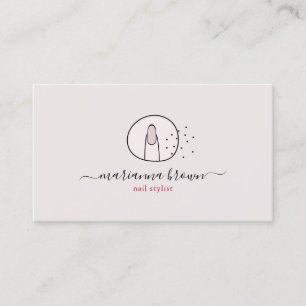 Carte De Visite Manucure Rouge rose Spa Salon Logo ongle polonais