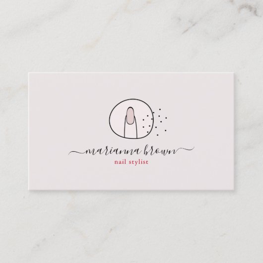 Carte De Visite Manucure Rouge rose Spa Salon Logo ongle polonais (Devant)