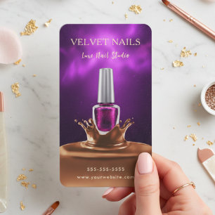 Carte De Visite Manucureuse Artiste Ongles Chocolat Violet Foncé C