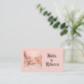 Carte de visite Manucureuse QR Code Rose Pâle Phot (Debout devant)